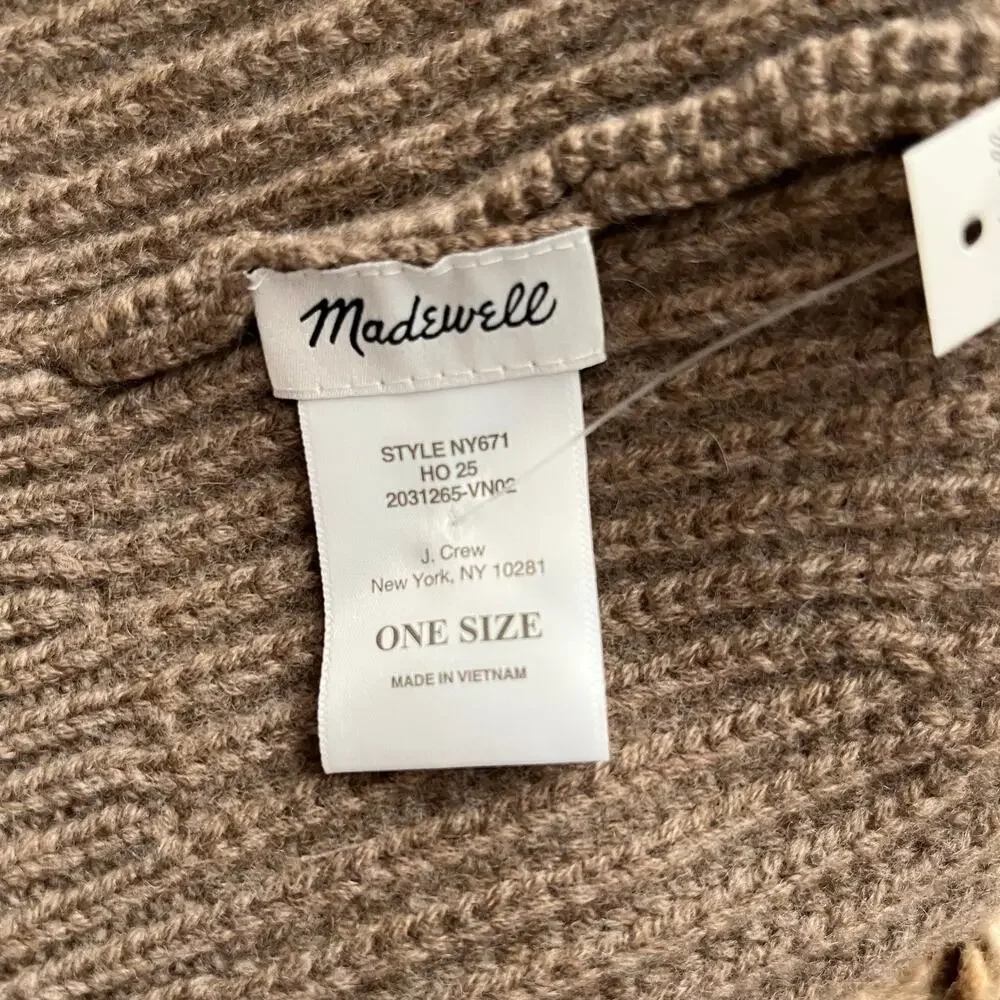 Madewell Knit Beanie Wool Cashmere Blend Heather Pecan Taupe NWT